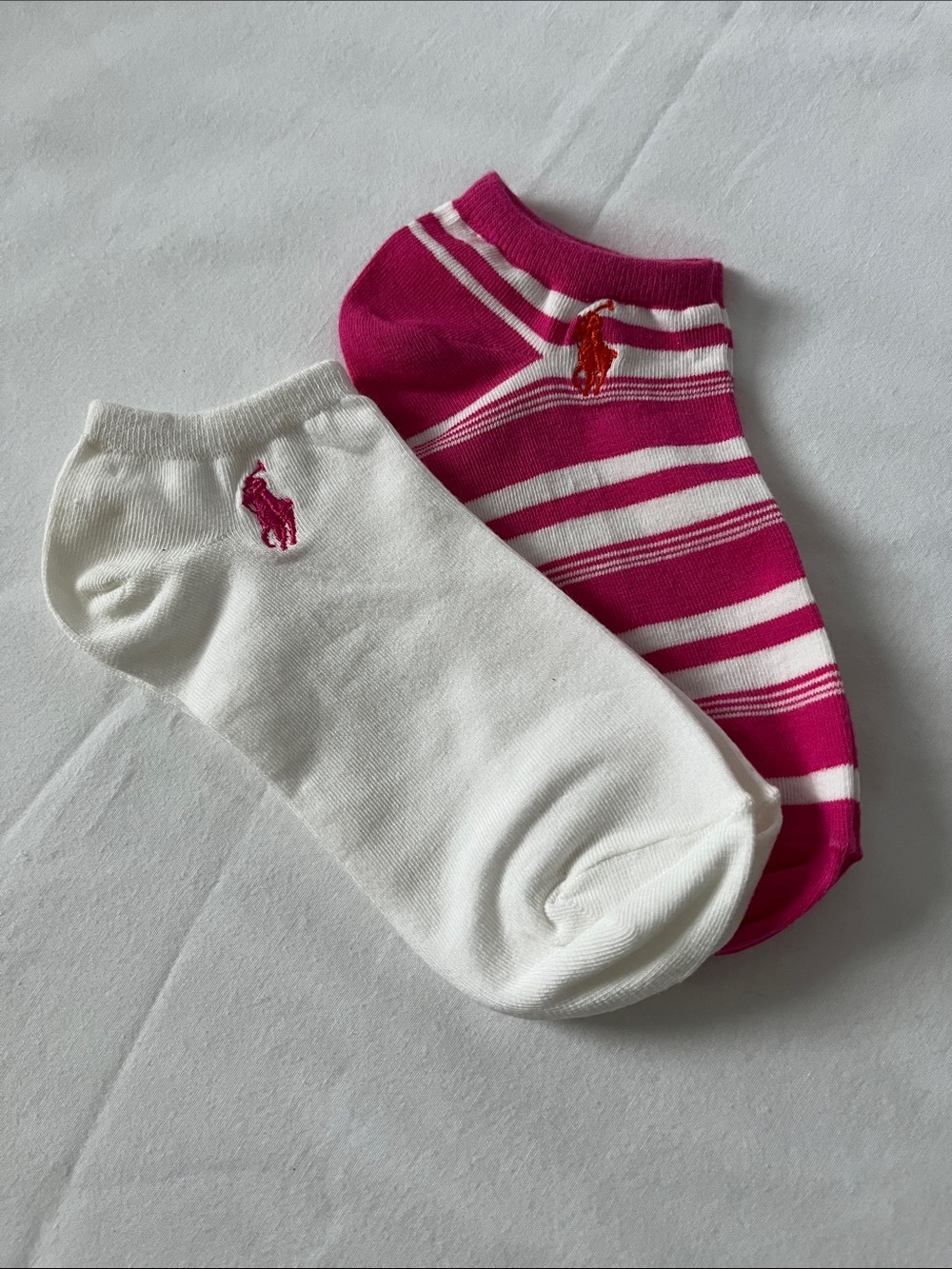 New Polo by Ralph Lauren White and Pink Ankle Sock Duo